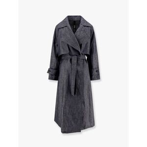 Hevo Women Margherita Linen And Cotton Trench Coat With Denim Effect